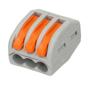 Preview: 15er-Set Verbindungsklemme Dosenklemme mit Hebel - Werkzeugloses Anschliessen für Drähte & Litzen - 0.50-2.50 mm², 3 Steckplätze, 32A, 400V