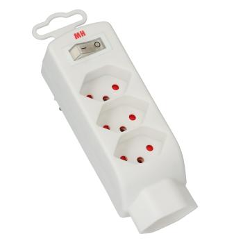 Preview: Multiprise 4 x T13 Blanche - Interrupteur On/Off Économie d’Énergie - Sécurité Enfant 320° Rotation - 230V 10A Swiss Edition