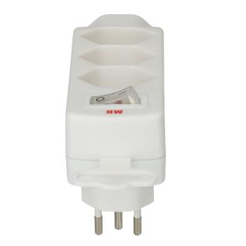 Preview: Multiprise 4 x T13 Blanche - Interrupteur On/Off Économie d’Énergie - Sécurité Enfant 320° Rotation - 230V 10A Swiss Edition