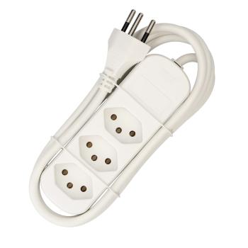 Preview: Steckdosenleiste 3x T13 - Überstromschutz für iPad, TV & Computer - 1.5m Kabel - PP weiss - 143x45x37mm - flex. Befestigung