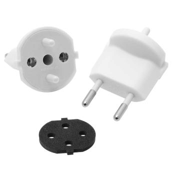 Preview: Max Hauri Fixadapter Typ11 - legaler Dauerbetrieb deutscher 2-Pol-Stecker (max. 10A) in der Schweiz - weiss, für 2-polige Geräte - IP44 Konturenstecker