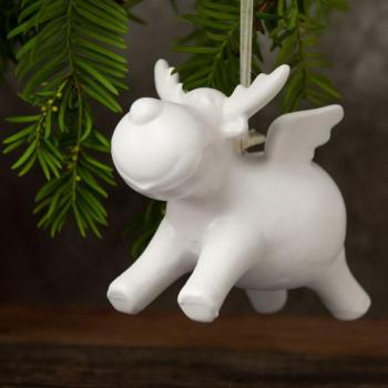 Preview: 2er-Set Deko Rentier aus Porzellan - Weihnachtsdeko zum Aufhängen - Schwarz & Weiss, je 12,5 x 6 x 9 cm - Langlebig, stilvoll & charmant