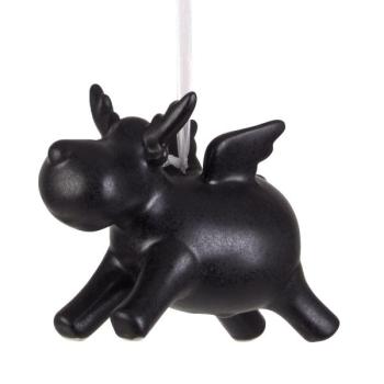 Preview: 2er-Set Deko Rentier aus Porzellan - Weihnachtsdeko zum Aufhängen - Schwarz & Weiss, je 12,5 x 6 x 9 cm - Langlebig, stilvoll & charmant