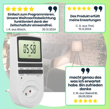 Preview: Digitale Zeitschaltuhr mit Kindersicherung: weiss, 10 Programme – zuverlässige Zeitschaltung für die präzise Steuerung Ihrer Elektrogeräte Preview: Digitale Zeitschaltuhr mit Kindersicherung: weiss, 10 Programme – zuverlässige Zeitschaltung für die präzise Steuerung Ihrer Elektrogeräte