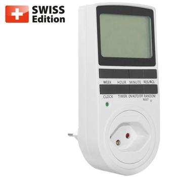 Preview: Prise Programmable Numérique - Sécurité Enfant & Économies d‘Énergie - 10 Programmes, Antivol, 2500W, Blanc - Auto On/Off Lampes/Appareils