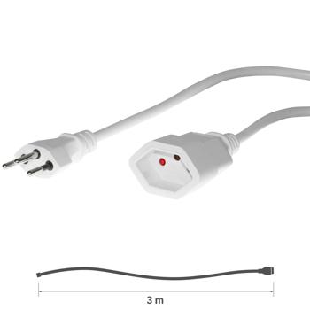 Preview: Verlängerungskabel 3m, weiss – 3-poliges Stromkabel mit Kupplung – robust, sicher & flexibel – zuverlässig für Haushalt, Büro & Werkstatt