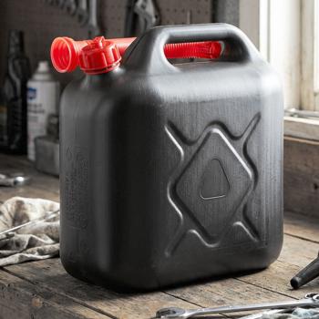 10 L petrol can – robust plastic fuel can with pouring spout – safe & fast emptying for petrol/diesel – reserve can with carrying handle