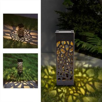 Preview: LED Solar Gartenleuchte mit Erdspiess – stilvolle Garten-Laterne mit Solarpanel, wetterfest (IP44) & energieeffizient – ideal für Terrasse, Weg & Balkon