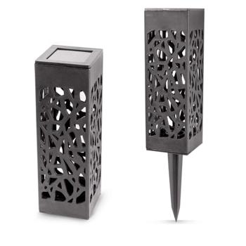 Preview: LED Solar Gartenleuchte mit Erdspiess – stilvolle Garten-Laterne mit Solarpanel, wetterfest (IP44) & energieeffizient – ideal für Terrasse, Weg & Balkon