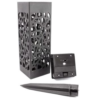 Preview: LED Solar Gartenleuchte mit Erdspiess – stilvolle Garten-Laterne mit Solarpanel, wetterfest (IP44) & energieeffizient – ideal für Terrasse, Weg & Balkon