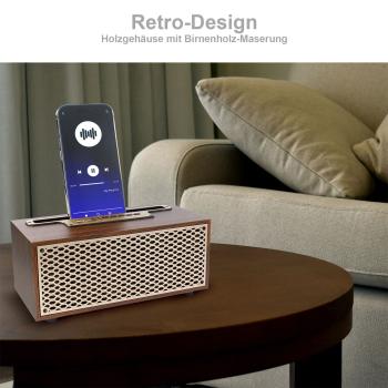 Preview: Zeitloses Vintage Bluetooth Radio & FM: Wireless Holzradio kompakt (20,9 x 9,5 x 9,8 cm) – der perfekte Mix aus Retro-Design und moderner Technologie