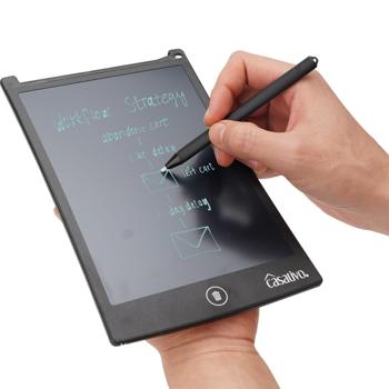 Preview: Tablette d’écriture LCD moderne (21,5 cm, noire) avec stylet précis – bloc-notes électronique pour notes et croquis – batterie incluse