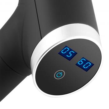 Preview: LifenaXX Pistolet de massage LX-013 - 6 niveaux de vitesse, 5 têtes - Batterie 1500mAh, autonomie 3h - Corps entier - Noir/argent