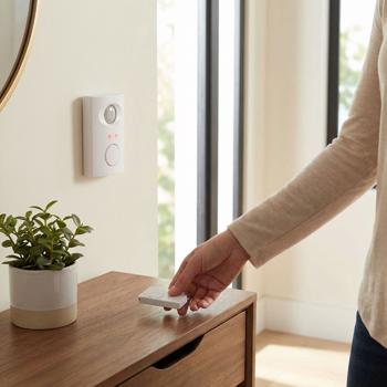 Preview: Bewegungssensor mit 5 LEDs - Infrarot Bewegungsmelder mit 120° Erkennung für Aussenbereiche - Spritzwassergeschützt IP44 & akustischem Signalton