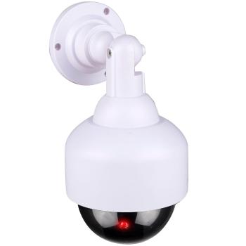 Preview: Überwachungskamera Attrappe mit LED-Licht - Sicherheitskamera Dummy weiss/schwarz - realistische 360° Abschreckung - einfache Montage - Batteriebetrieb