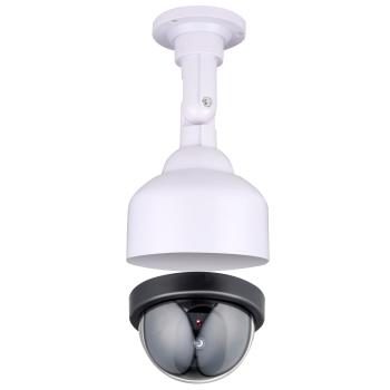 Preview: Überwachungskamera Attrappe mit LED-Licht - Sicherheitskamera Dummy weiss/schwarz - realistische 360° Abschreckung - einfache Montage - Batteriebetrieb