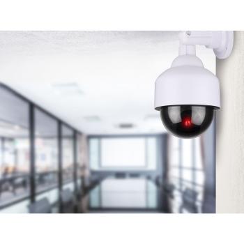 Preview: Überwachungskamera Attrappe mit LED-Licht - Sicherheitskamera Dummy weiss/schwarz - realistische 360° Abschreckung - einfache Montage - Batteriebetrieb