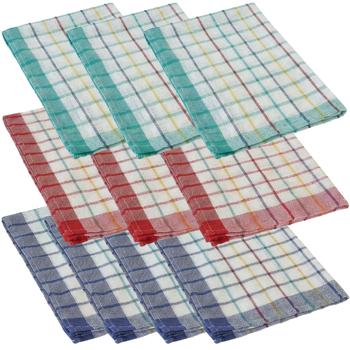 Set of 10 tea towels – 100% cotton, 50 x 70 cm – Strongly absorbent, versatile, washable at 60°C – For kitchen, dishes, windows