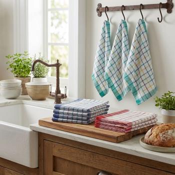 Preview: Set of 10 tea towels – 100% cotton, 50 x 70 cm – Strongly absorbent, versatile, washable at 60°C – For kitchen, dishes, windows