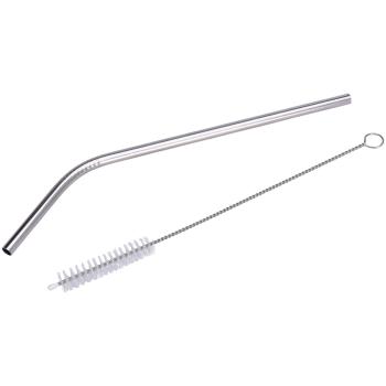 Preview: Edelstahl-Trinkhalme 8er-Set - Wiederverwendbar, spülmaschinenfest & gebogen - Inkl. 2 Reinigungsbürsten, Ø 6 x 215 mm - Für Cocktails, Säfte & Zuhause