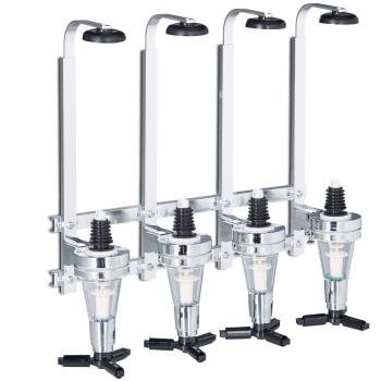 Preview: set di 4 distributori di bevande per 4 bottiglie, da parete - dispenser con finger-push, ideale per sale feste, bar cantine e gazebo, accessori bar Preview: set di 4 distributori di bevande per 4 bottiglie, da parete - dispenser con finger-push, ideale per sale feste, bar cantine e gazebo, accessori bar