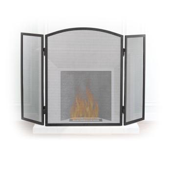 Preview: Elegantes 3-teiliges Funkenschutzgitter (62x96cm): Metall, schwarz-silber – flexibler Kaminschutz, stilvolles Design für jeden Kamin