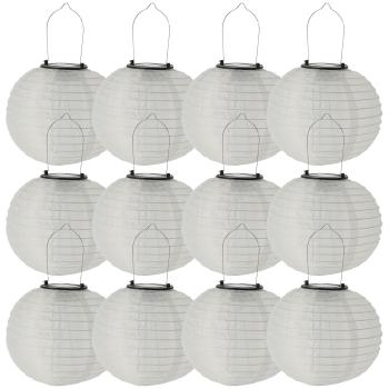 Preview: set di 12 Solar LED Lampion, sensore di luce bianca, lanterna, Ø 20 cm