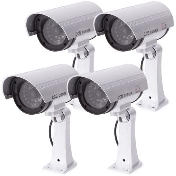 Preview: Überwachungskamera-Attrappe 4er Set - Täuschend echt mit LED-Signal - Effektiver Einbruchschutz für Innen- & Aussenbereich - Batteriebetriebene Dummy-Kamera