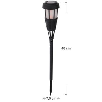Preview: Solargartenfackel mit Erdspiess – Warmes Flammeneffekt-Licht für Garten, Balkon & Wege – 51 cm hoch, wetterbeständig, inkl. Solarmodul & NI-MH Batterie