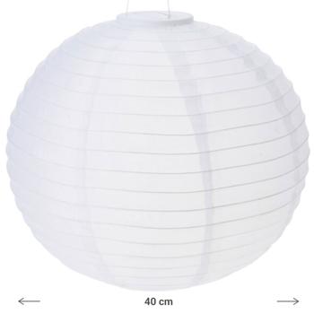 Preview: Solarleuchte Kugelform Ø 40 cm weiss inkl. Aufhängung - Lampion für Garten & Balkon - Sicher, solarbetrieben, robustes Nylon, warmweisses Licht