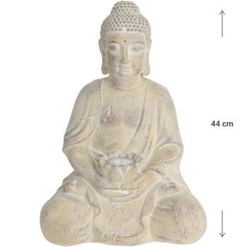 Preview: Lampada solare Buddha, figura decorativa color crema, Buddha per balcone o giardino, h 44 cm