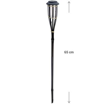 Preview: Torcia solare da giardino in bambù, 65 cm