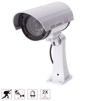 Preview: Überwachungskamera-Attrappe - Täuschend echt mit blinkender LED, Batteriebetrieb - Für Einbruchsschutz innen/aussen, schnelle Montage ohne Kabel