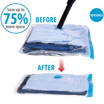 Preview: set of 2 XL vacuum bags with clip closure - plastic bags for vacuum cleaner compression (45x60cm) - up to 75% more space in cupboard & suitcase