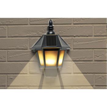 Preview: Solar-Wandlaterne mit Flammeneffekt - Romantisches Kerzenlicht für Aussenbereiche - Schwarz, 19,5x10x27,5cm - Spritzwassergeschützt