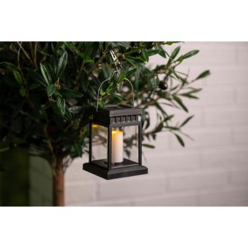 Preview: Solar lantern with candlelight effect, set of 4 garden light, black, 8 x 13 x 9 cm