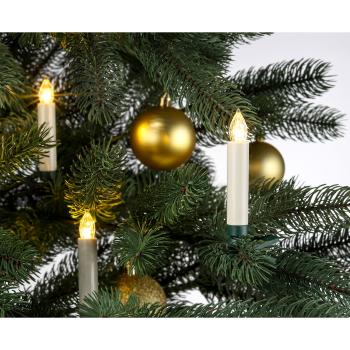 Preview: Candele per albero di Natale a LED senza fili con telecomando, set di 10, bianco