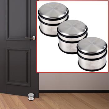 Preview: Butoir de porte en acier inoxydable - Lot de 3 cales de porte à poser avec garniture en caoutchouc - Protection du sol - Décoratif Preview: Butoir de porte en acier inoxydable - Lot de 3 cales de porte à poser avec garniture en caoutchouc - Protection du sol - Décoratif