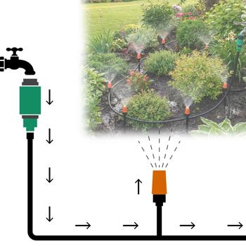 Preview: Système d’arrosage des plantes, 46 pièces, avec tuyau 2x 20m, adaptable individuellement, pour l’arrosage des parterres, des haies et du gazon, kit complet 