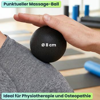 Preview: 2er-Set Punktueller Massage-Ball, 8 cm, schwarz – Faszientrainer für effektive Schmerzlinderung & Tiefenentspannung