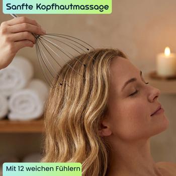 Preview: 2er-Set Kopfmassagegerät mit Wohlfühl-Noppen, Kopfmassage-Spinne für tiefe Entspannung, Wellness und Stressabbau, sofortige Wirkung