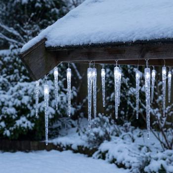 Eiszapfen-LED-Lichterkette - 8 Leuchtmodi & Timer - Kaltweisses Licht - IP55 Schutzart - 72 LEDs - 6.90m Länge - Für Aussenbereich - Weihnachtsdeko