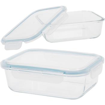 Preview: High-quality borosilicate glass food storage jar: 1480 ml, click closure - ovenproof, leak-proof, durable, temperature-resistant, reliable