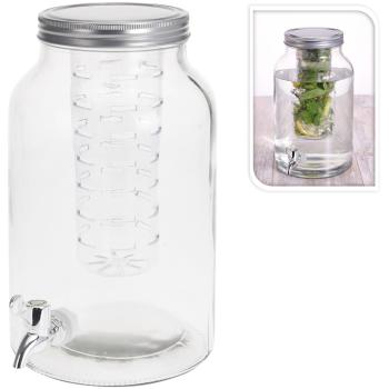 Preview: Glass beverage dispenser with infuser insert and tap, 4 liters