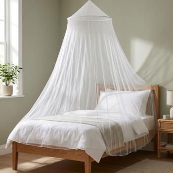 Preview: Mosquito net for single beds, 144 mesh, 325 cm, white – fine-mesh mosquito protection for a safe, quiet sleep