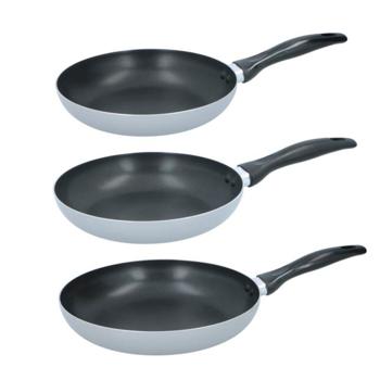 Preview: Set di 3 padelle, design senza tempo, rivestimento antiaderente, alluminio, dimensioni Ø 20, Ø 24, Ø 28