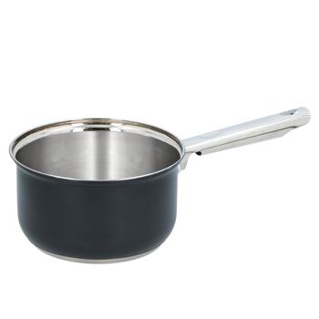 Preview: Elegante set di pentole da 7 pezzi, compatibile con l‘induzione - Materiale in acciaio inox, nero-argento, manici arrotondati - Pentole premium per risultati ottimali