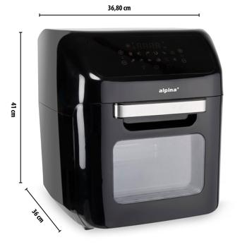 Preview: friggitrice ad aria 3 in 1 XXL, forno, grill, friggitrice, 12 litri, 1800 watt, con spiedi rotanti, 2 griglie di cottura, display a sfioramento