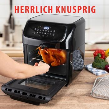 Preview: 3 in 1 Air Fryer XXL, Ofen, Grill, Fritteuse, 12 Liter, 1800 Watt, mit Drehspiessen, 2 Backroste, Touch Display