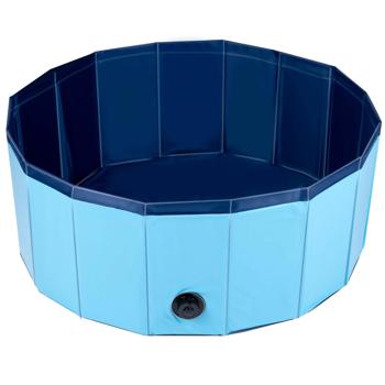 Preview: Hundepool Grösse S - Faltbares Hundeschwimmbecken - Ø 80x30 cm - Anti-Rutsch-Boden - Kratzfest - Ohne Aufpumpen - Schnelles Ablassen - Blau